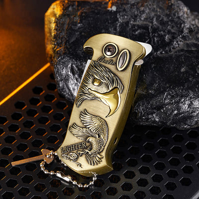 Windproof Metal Foldable Knife Jet Torch Refillable Butane Lighter