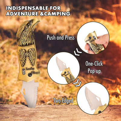 Metal Eagle Head Foldable Knife Jet Torch Refillable Butane Lighter