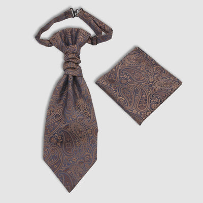 2Pcs Men's Pre-Tied Paisley Wrinkle Knot Necktie Pocket Square