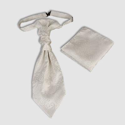 2Pcs Men's Pre-Tied Paisley Wrinkle Knot Necktie Pocket Square