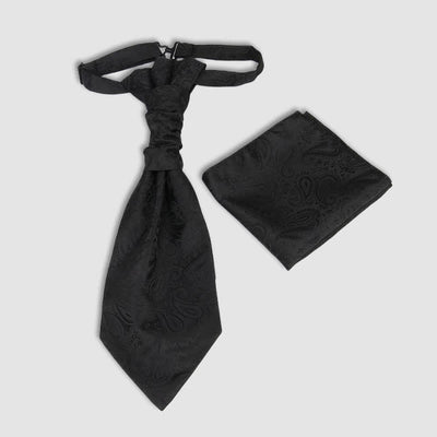 2Pcs Men's Pre-Tied Paisley Wrinkle Knot Necktie Pocket Square