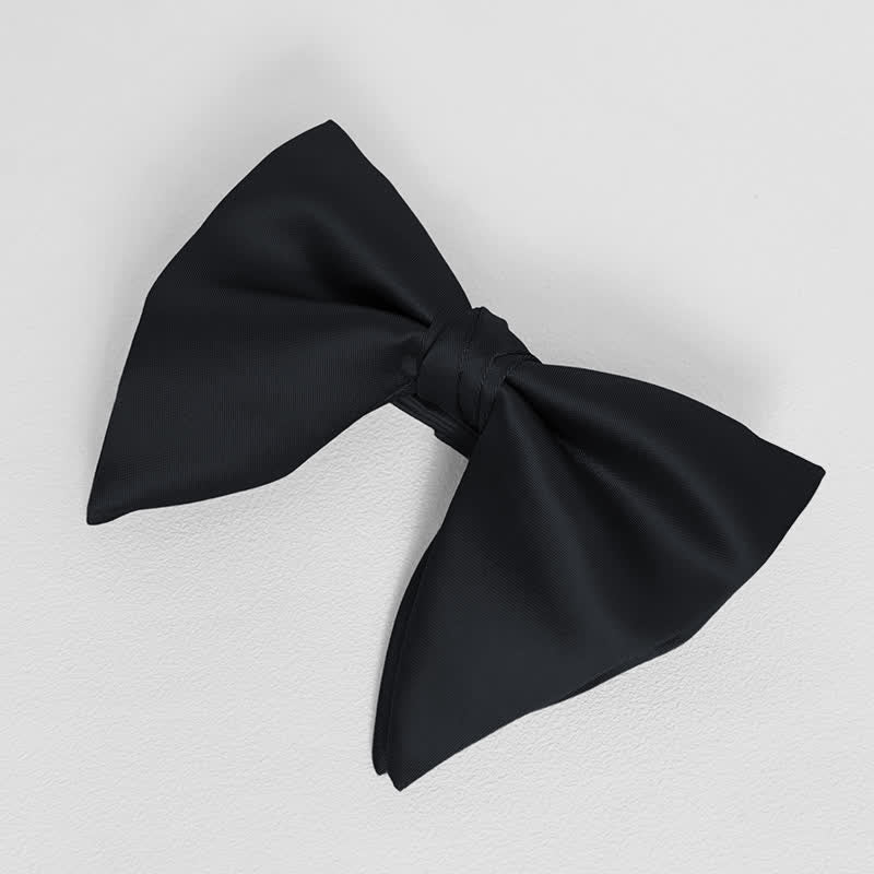 Men's British Style Solid Color Oversized Pointed Bow Tie Pocket Square