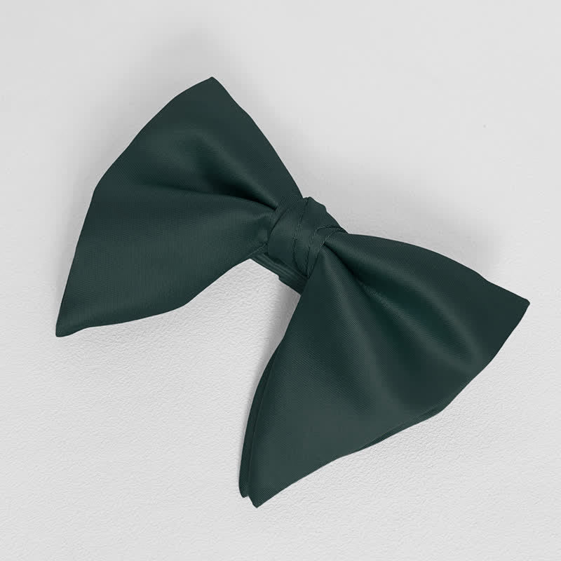 Men's British Style Solid Color Oversized Pointed Bow Tie Pocket Square