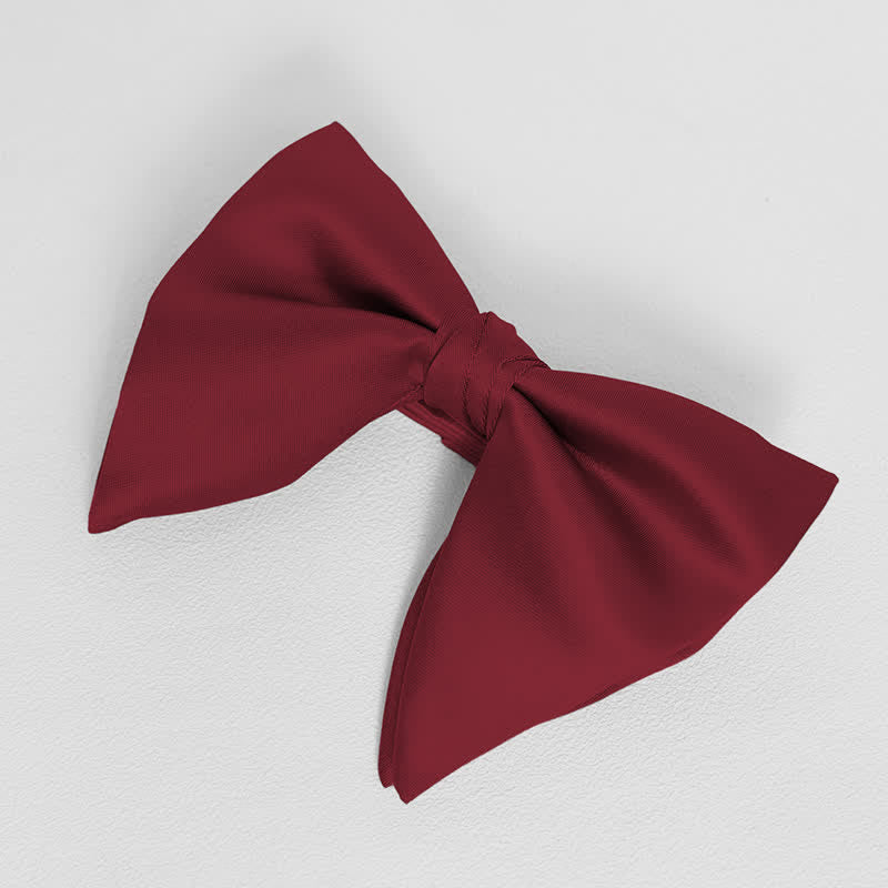 Men's British Style Solid Color Oversized Pointed Bow Tie Pocket Square