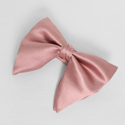Men's British Style Solid Color Oversized Pointed Bow Tie Pocket Square