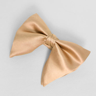 Men's British Style Solid Color Oversized Pointed Bow Tie Pocket Square