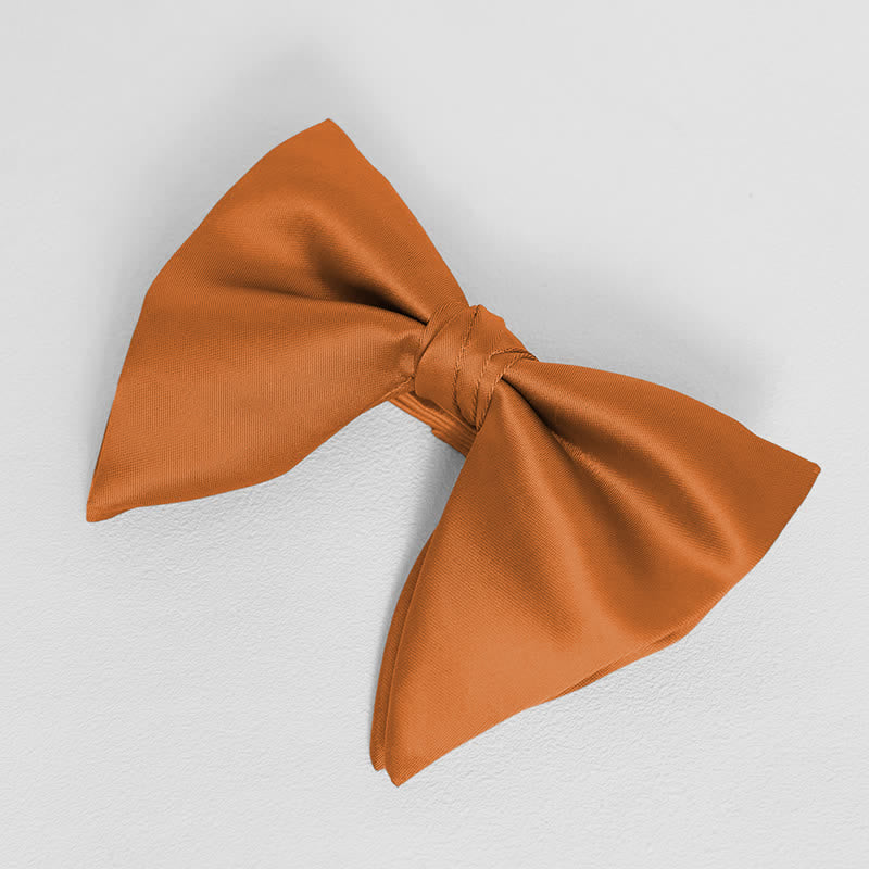 Men's British Style Solid Color Oversized Pointed Bow Tie Pocket Square