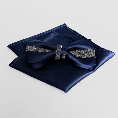 Men's Sparkling Glitter Bow Tie Pocket Square