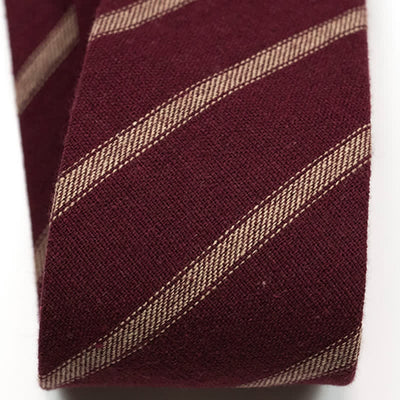 Men's Coffee-Colored Checkered Striped British Cotton Necktie