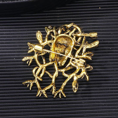 Exaggerated Snake Wrapped Skull Head Skull Brooch
