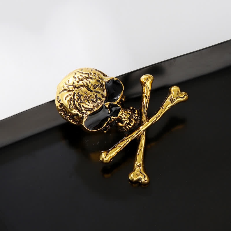 Decorative Punk Skull Crossbone Pirate Brooch