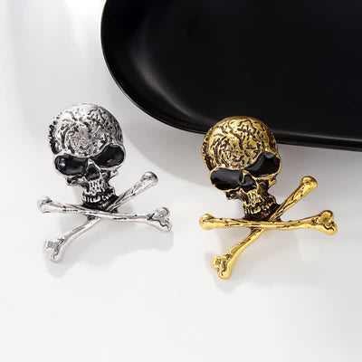 Decorative Punk Skull Crossbone Pirate Brooch