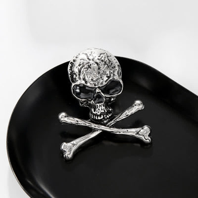 Decorative Punk Skull Crossbone Pirate Brooch