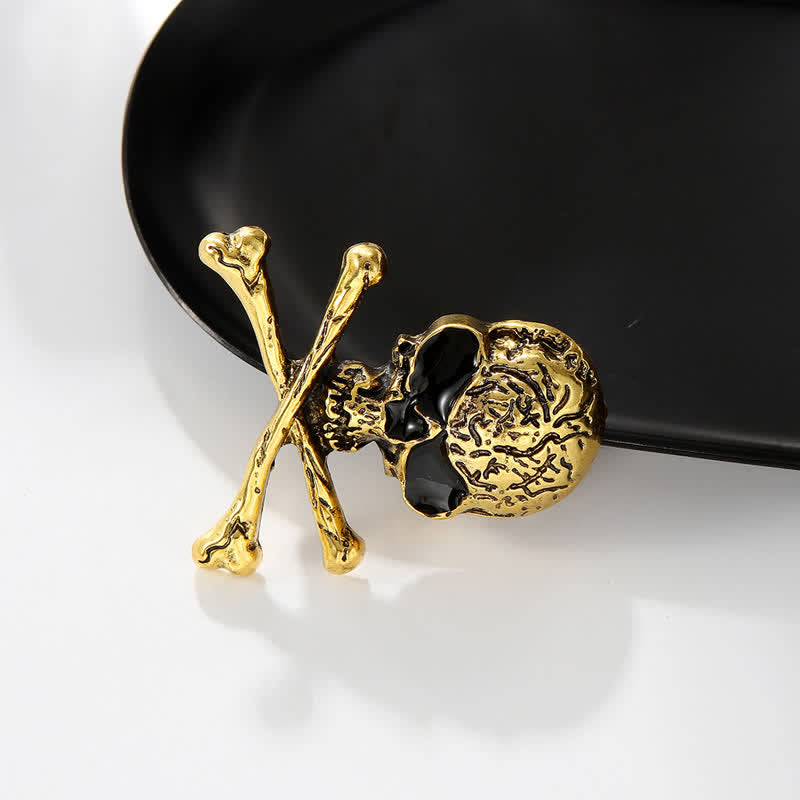 Decorative Punk Skull Crossbone Pirate Brooch