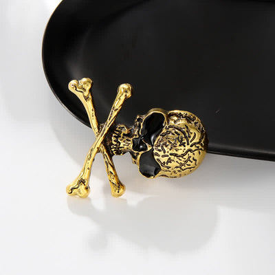 Decorative Punk Skull Crossbone Pirate Brooch
