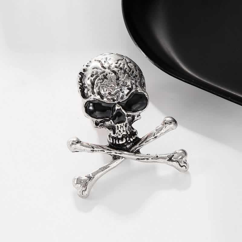 Decorative Punk Skull Crossbone Pirate Brooch