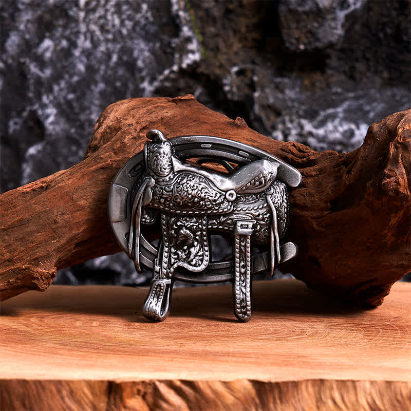 Equestrian Sports DIY Saddle Horse Shoe Buckle Leather Belt
