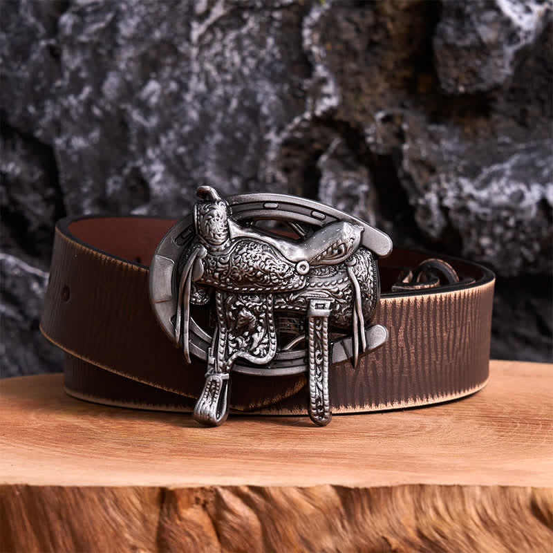 Equestrian Sports DIY Saddle Horse Shoe Buckle Leather Belt