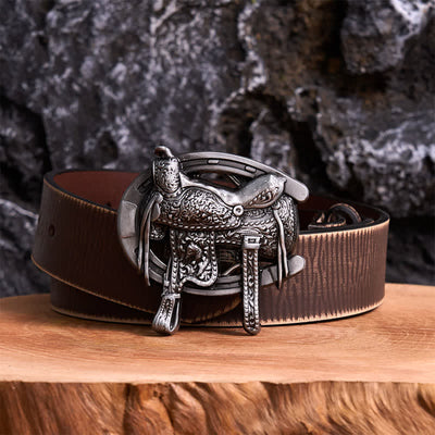 Equestrian Sports DIY Saddle Horse Shoe Buckle Leather Belt