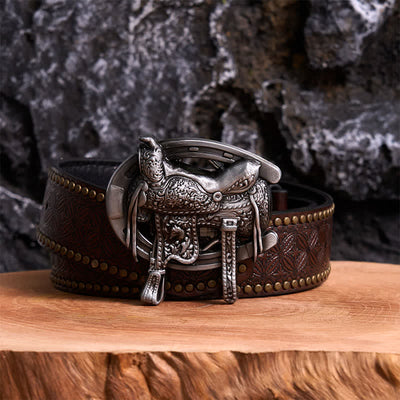 Equestrian Sports DIY Saddle Horse Shoe Buckle Leather Belt