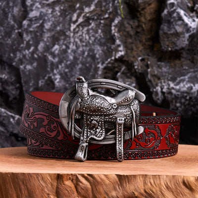 Equestrian Sports DIY Saddle Horse Shoe Buckle Leather Belt