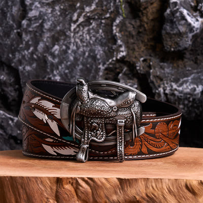 Equestrian Sports DIY Saddle Horse Shoe Buckle Leather Belt