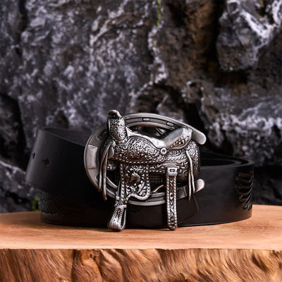 Equestrian Sports DIY Saddle Horse Shoe Buckle Leather Belt