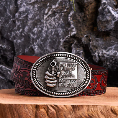 DIY Fashion Gun Safety Outlaw Attitude Buckle Leather Belt