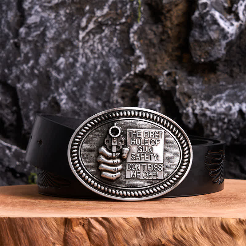 DIY Fashion Gun Safety Outlaw Attitude Buckle Leather Belt