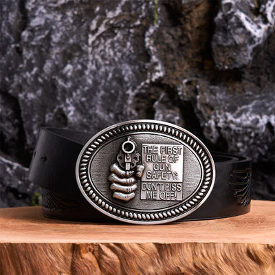 DIY Fashion Gun Safety Outlaw Attitude Buckle Leather Belt