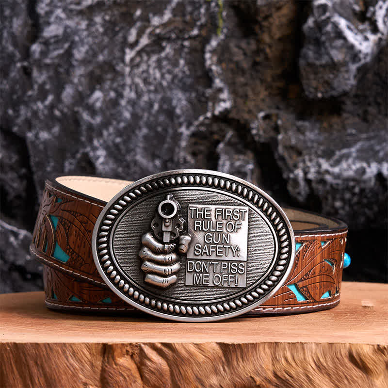 DIY Fashion Gun Safety Outlaw Attitude Buckle Leather Belt