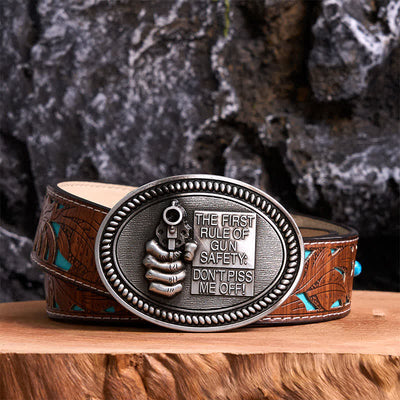 DIY Fashion Gun Safety Outlaw Attitude Buckle Leather Belt