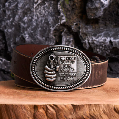DIY Fashion Gun Safety Outlaw Attitude Buckle Leather Belt