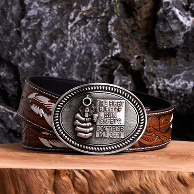 DIY Fashion Gun Safety Outlaw Attitude Buckle Leather Belt