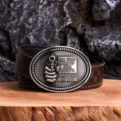 DIY Fashion Gun Safety Outlaw Attitude Buckle Leather Belt