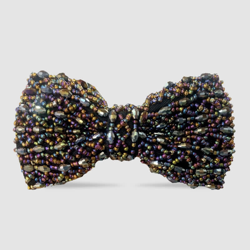 Sparkling Colorful Crystal Embroidered Beaded Bow Tie