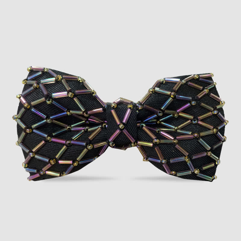 Sparkling Colorful Crystal Embroidered Beaded Bow Tie
