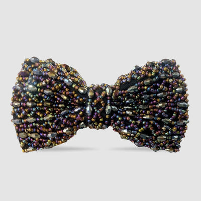 Sparkling Colorful Crystal Embroidered Beaded Bow Tie