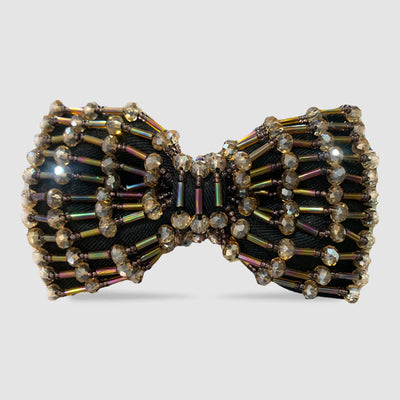 Sparkling Colorful Crystal Embroidered Beaded Bow Tie
