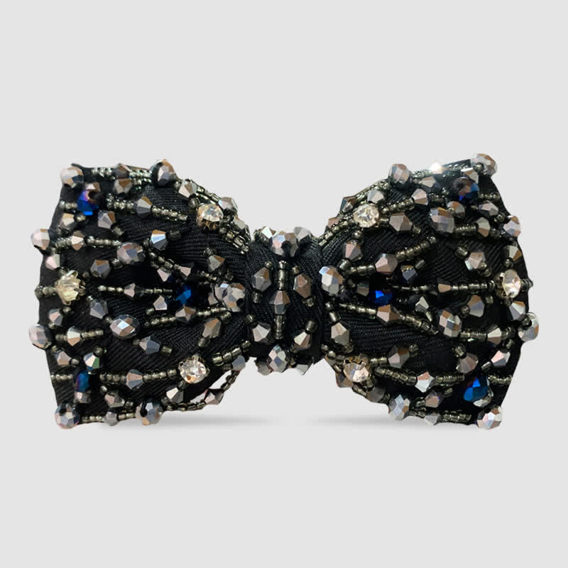 Sparkling Colorful Crystal Embroidered Beaded Bow Tie