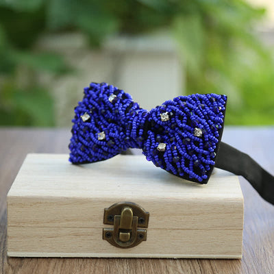 Sparkling Colorful Crystal Embroidered Beaded Bow Tie