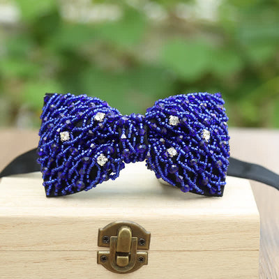 Sparkling Colorful Crystal Embroidered Beaded Bow Tie