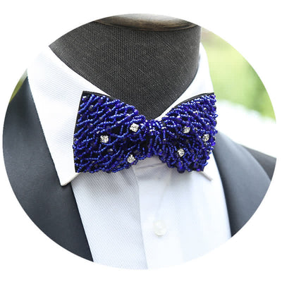 Sparkling Colorful Crystal Embroidered Beaded Bow Tie