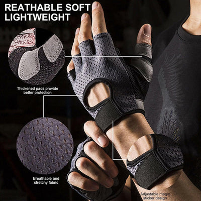 Breathable Lightweight Cycling Lifting Fingerless Gym Gloves