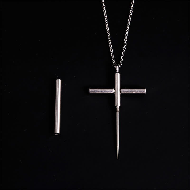FT: Edc Toothpick Portable Gadget Cross Pendant Necklace - image 6