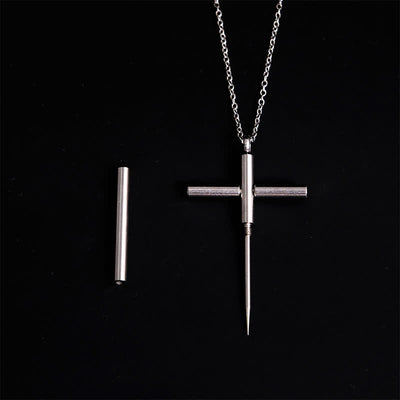 FT: Edc Toothpick Portable Gadget Cross Pendant Necklace - image 6