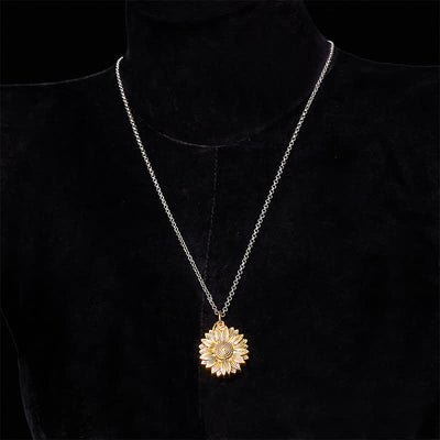 Silver DIY Rose Hidden Knife Belt Buckle Sunflower Necklace Bundle Set