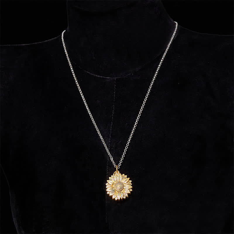 Gold & Silver DIY Rose Hidden Knife Belt Buckle Sunflower Necklace Bundle Set