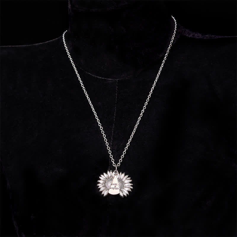 Silver DIY Rose Hidden Knife Belt Buckle Sunflower Necklace Bundle Set