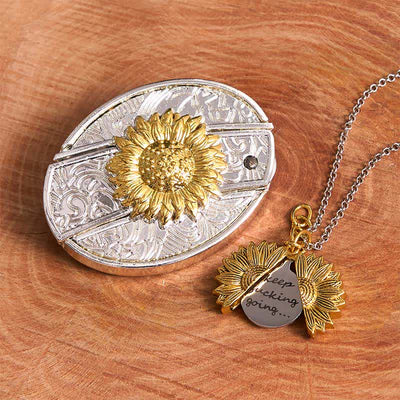 Gold & Silver DIY Sunflower Theme Hidden Knife Belt Buckle Necklace Bundle Set